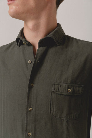 Herringbone Shirt One Pocket Green Atalaya - Sohhan