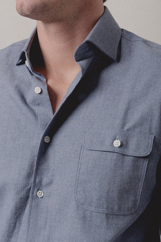 Flannel Shirt One Pocket Bergamo Blue - Sohhan