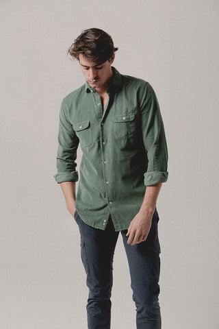 Micro-flannel Shirt Sahara Green Serengeti - Sohhan