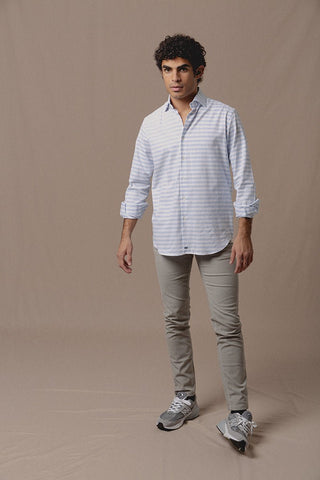 Camisa Camden Raya Horizontal Azul - Sohhan