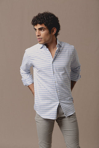 Camisa Camden Raya Horizontal Azul - Sohhan