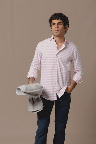 Camisa Camden Raya Horizontal Rosa - Sohhan