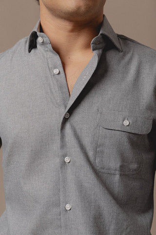 Camisa Franela Brixton Un Bolsillo Gris - Sohhan