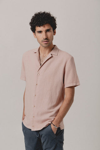 Camisa Hawaiana Lino Rosa - Sohhan