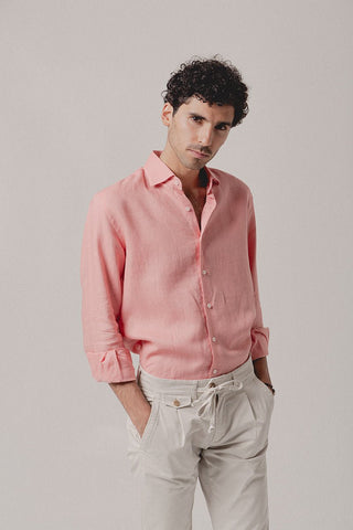 Camisa Lino Cairo Salmon - Sohhan