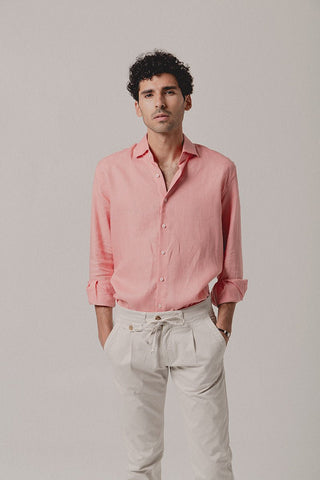 Camisa Lino Cairo Salmon - Sohhan