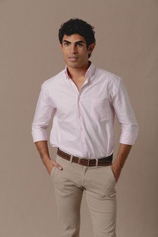 Camisa Oxford Classic Un Bolsillo Rosa - Sohhan