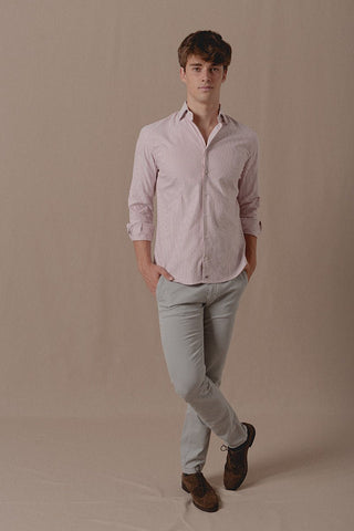 Camisa Oxford Dustin Rayas Burdeos - Sohhan