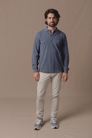 Polo Manga Larga Marseille Indigo - Sohhan