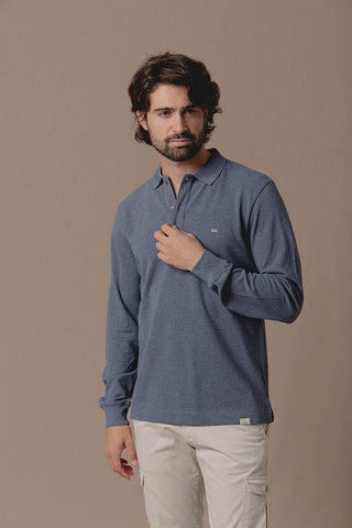 Polo Manga Larga Marseille Indigo - Sohhan