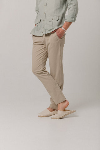 Pantalón Chino Algodón Lino Beige - Sohhan