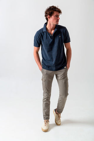 Polo manga corta azul marino deslavado - Sohhan