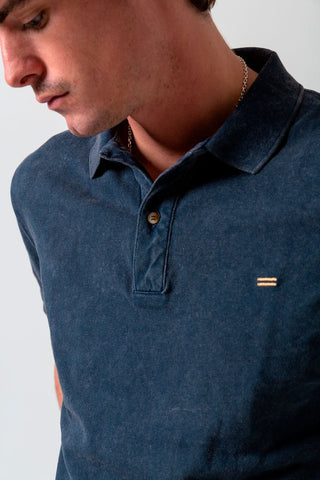 Polo manga corta azul marino deslavado - Sohhan